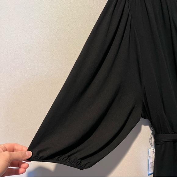 Draper James RSVP Plus Size Womens Midi Knit Wrap Dress Black Belted 3XL NWT - Picture 7 of 16